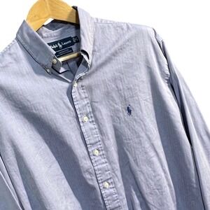 Ralph Lauren Yarmouth Mens XL 17 34/35 Purple Herringbone Button Down Shirt Luxe